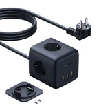 Baseus 67W Stikdåse med 3 x Schuko - 2 USB-C - 1 x USB-A - 1.5m - Grå