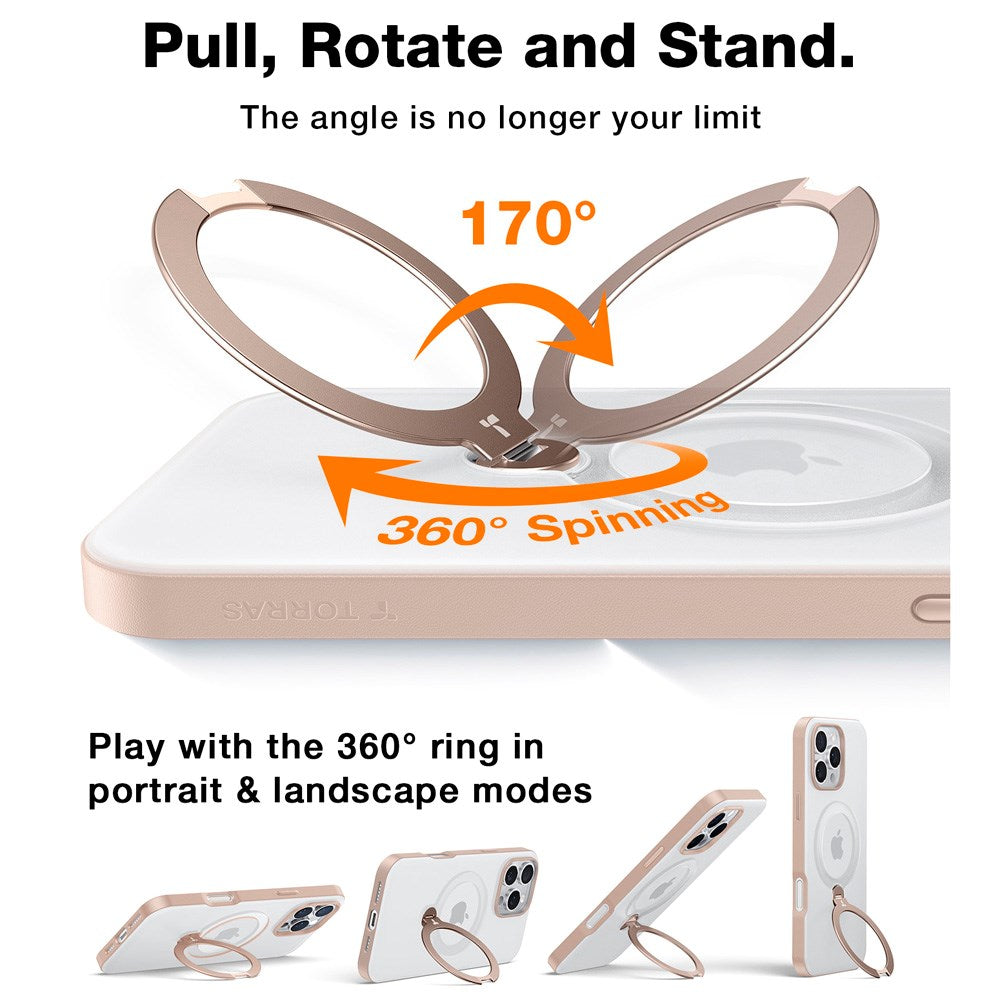 TORRAS - iPhone 16 Pro Max - Hybrid Plastik Cover m. Ståfunktion - MagSafe Kompatibel - Guld