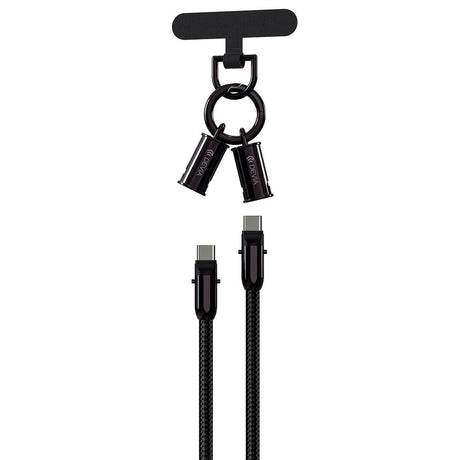 2-i-1 telefonstropp &amp; USB-C til USB-C-kabel - Devia - Svart