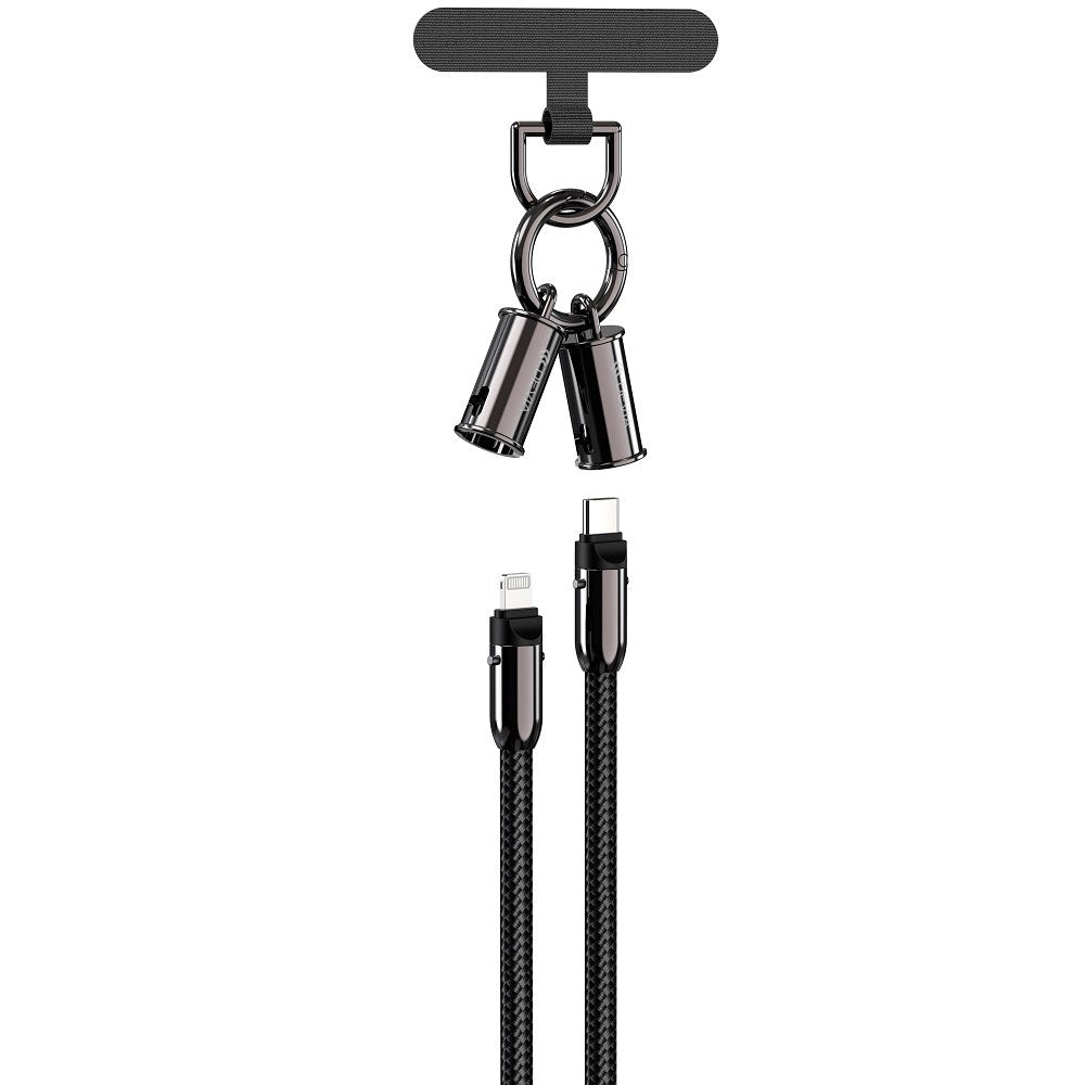 2-i-1 Mobilstrop & USB-C til Lightning Kabel - Devia - Sort