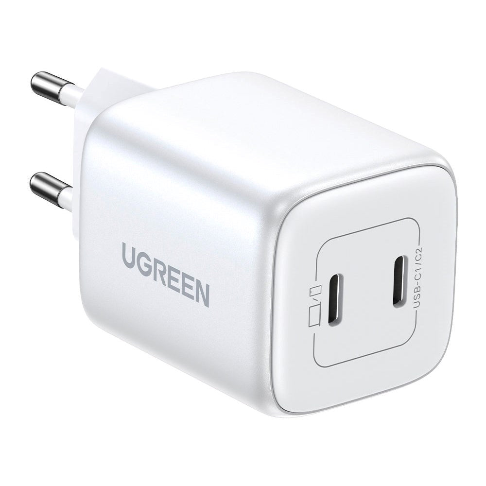 Ugreen PD 45W USB-C GaN Fast Wall Charger m. 2 x USB-C - Hvit