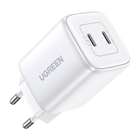Ugreen PD 45W USB-C GaN Fast Wall Charger m. 2 x USB-C - Hvit