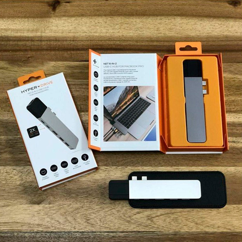 Hyperdrive Net USB-C Multi Adapter 6-in-2 - Grå