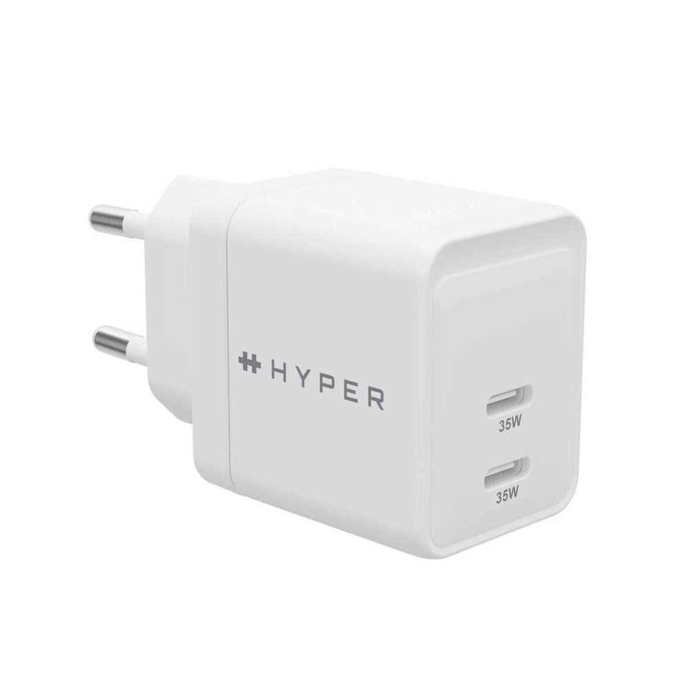 Hyper Vægoplader m. 2 x USB-C - 35W - Hvid