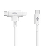 Hyper HyperJuice 2-i-1 Silikone USB-C til USB-C & Lightning Kabel - 1.5m / 60W - Hvid