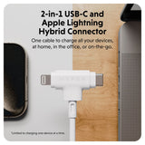Hyper HyperJuice 2-i-1 Silikone USB-C til USB-C & Lightning Kabel - 1.5m / 60W - Hvid