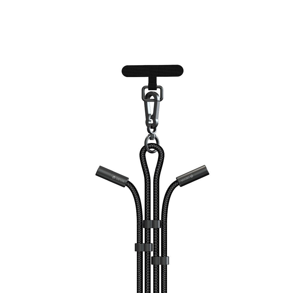 2-i-1 justerbar telefonstropp og USB-C til USB-C-kabel - Devia - Svart