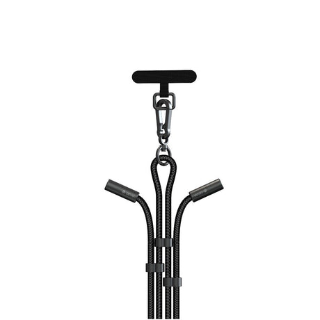 2-i-1 justerbar telefonstropp &amp; USB-C til Lightning-kabel - Devia - Svart