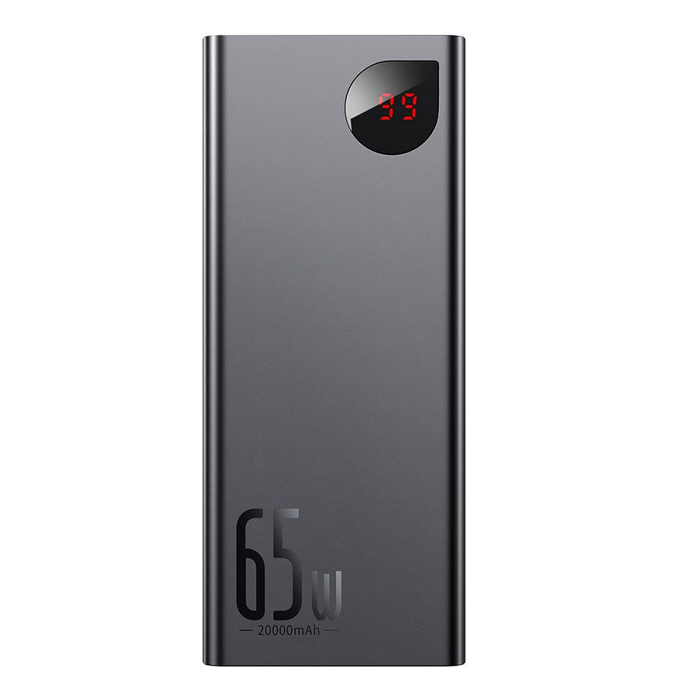 Baseus Adaman 65W Powerbank 20 000 mAh m. 2 x USB-A &amp; USB-C - USB-C-kabel - Svart