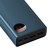 Baseus Adaman 65W Powerbank 20 000 mAh m. 2 x USB-A &amp; USB-C - USB-C-kabel - Blå