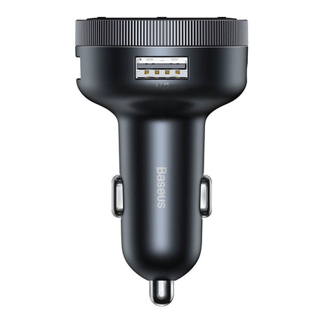 Baseus Biloplader m. Indbygget FM Transmitter & 2 x USB-A & 1 x 3.5mm Jackstik - Sort