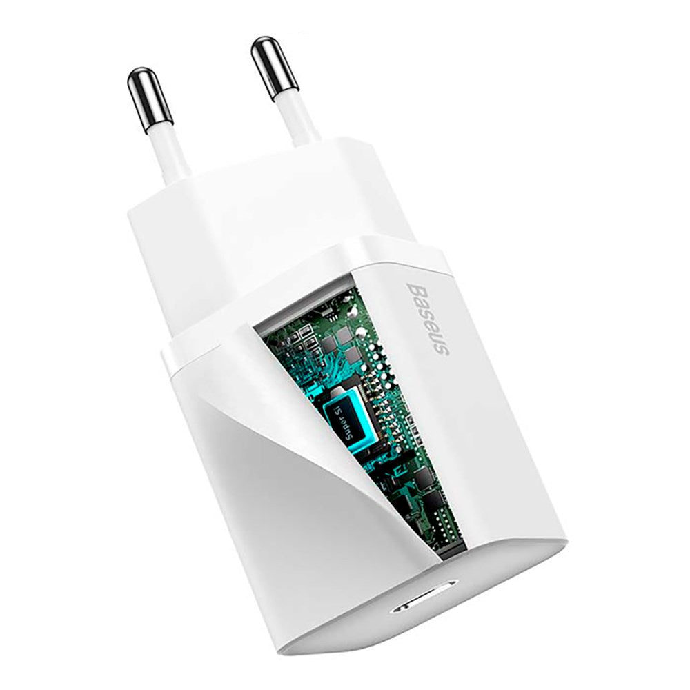 Baseus Super Si 20W USB-C Vegglader Quick Charge - Hvit