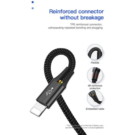 Baseus Rapid Series 4-i-1 Lightning (2 stk) / USB-C / Micro USB 3,5A-kabel 1,2m.