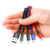 Baseus Rapid Series 4-i-1 Micro USB (2stk) / USB-C / Lightning 3.5A Ladekabel - 1.2 meter