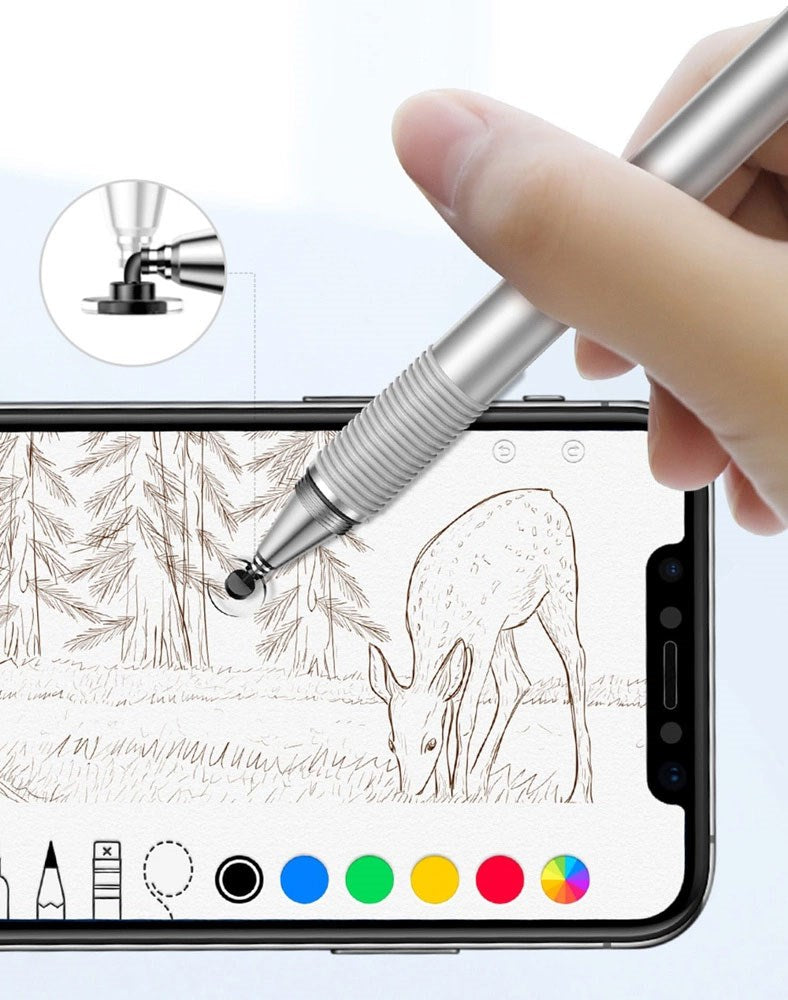 Baseus Dobbeltsidet Stylus Pen / Kuglepen - Sølv