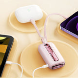 Joyroom JR-L012 Powerbank 22,5W USB-C PD w. Innebygd USB-C &amp; Lightning-kabel - 10 000 mAh - Rosa