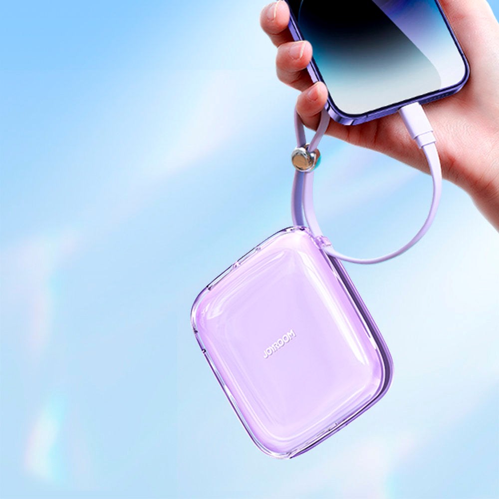 Joyroom Jelly Series JR-L003P Powerbank 22.5W - USB-C PD / USB-A m. Indbygget Lightning - 10.000 mAh - Lilla
