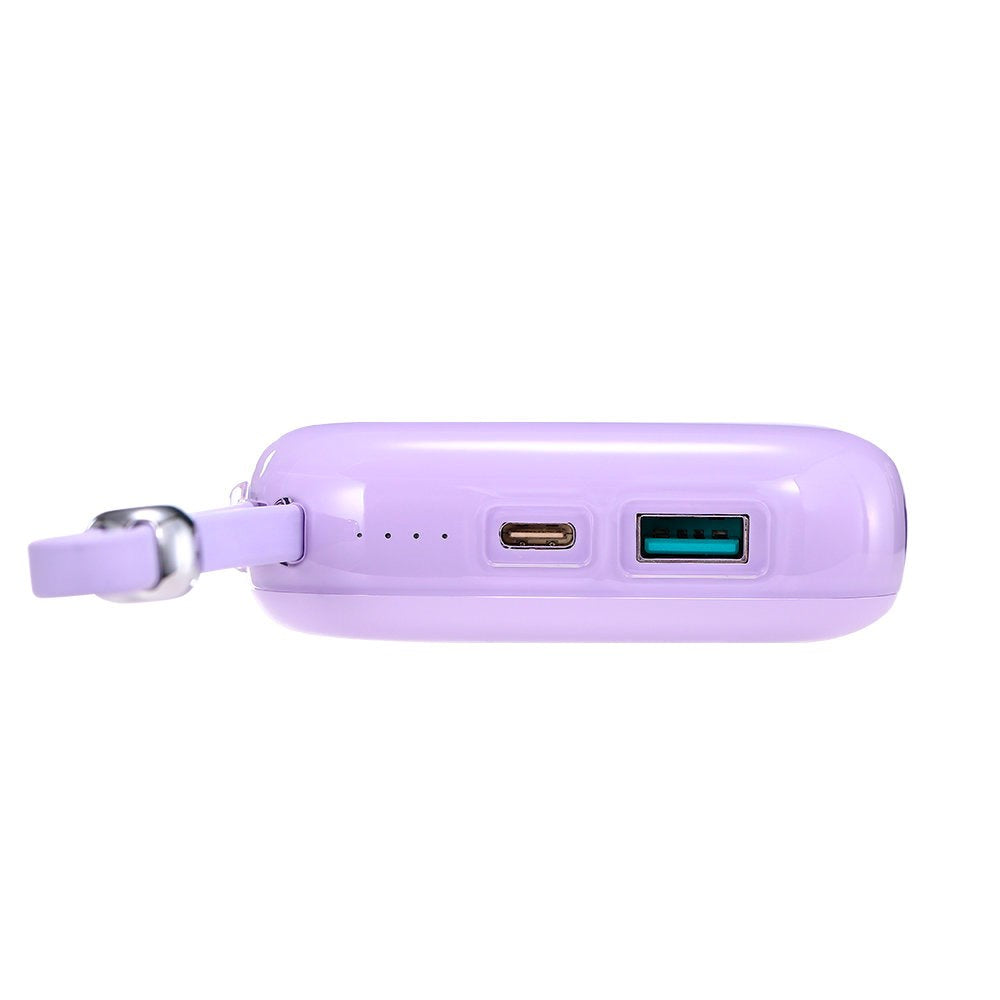 Joyroom Jelly Series JR-L003P Powerbank 22.5W - USB-C PD / USB-A m. Indbygget Lightning - 10.000 mAh - Lilla