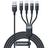 Joyroom 4-i-1 Nylon USB-C / 2 stk Lightning / Micro USB-kabel - 1,2m - Svart