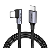 Vinklet USB-C til USB-C-kabel - Ugrønn US255 - 0,5 m - Svart