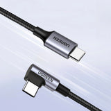 Vinklet USB-C til USB-C-kabel - Ugrønn US255 - 0,5 m - Svart