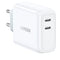 Ugreen 36W PD USB-C Fast Wall Charger m. 2 x USB-C - Hvit