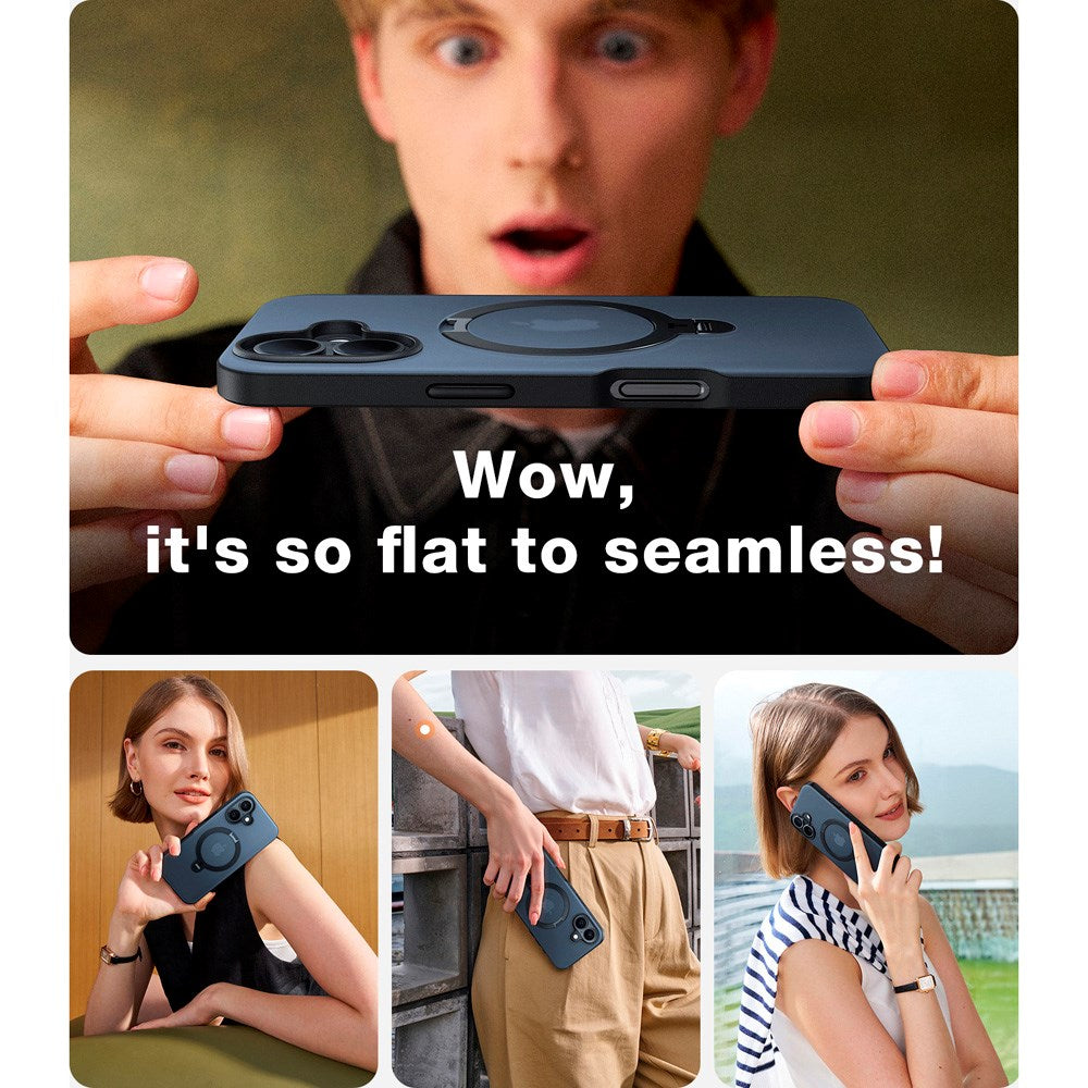 TORRAS - iPhone 16 Plus - Hybrid Plastik Cover m. Ståfunktion - MagSafe Kompatibel - Sort