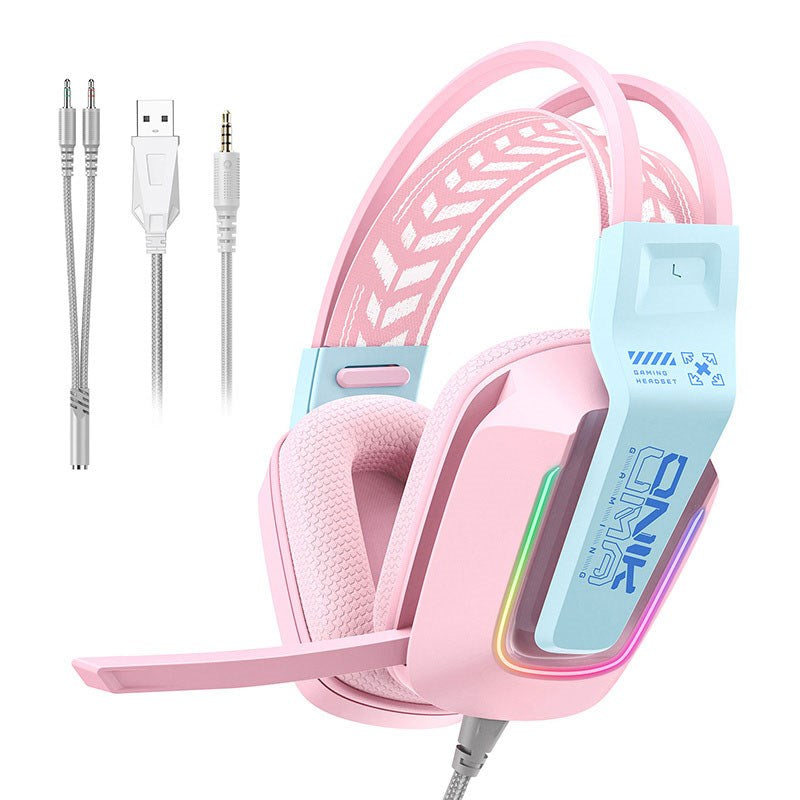 ONIKUMA X13 Gaming Headset - RGB - Lyserød