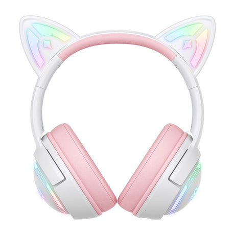 ONIKUMA GT838 Gaming Headset - Cat Ear - Hvid / Lyserød