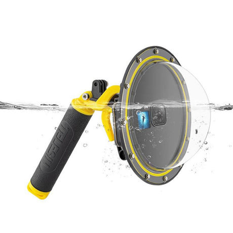 TELESIN Vandtæt Dome Cover m. Håndtag til GoPro Hero 9 / 10 / 11 / 12 / 13 - Genemsigtig / Sort