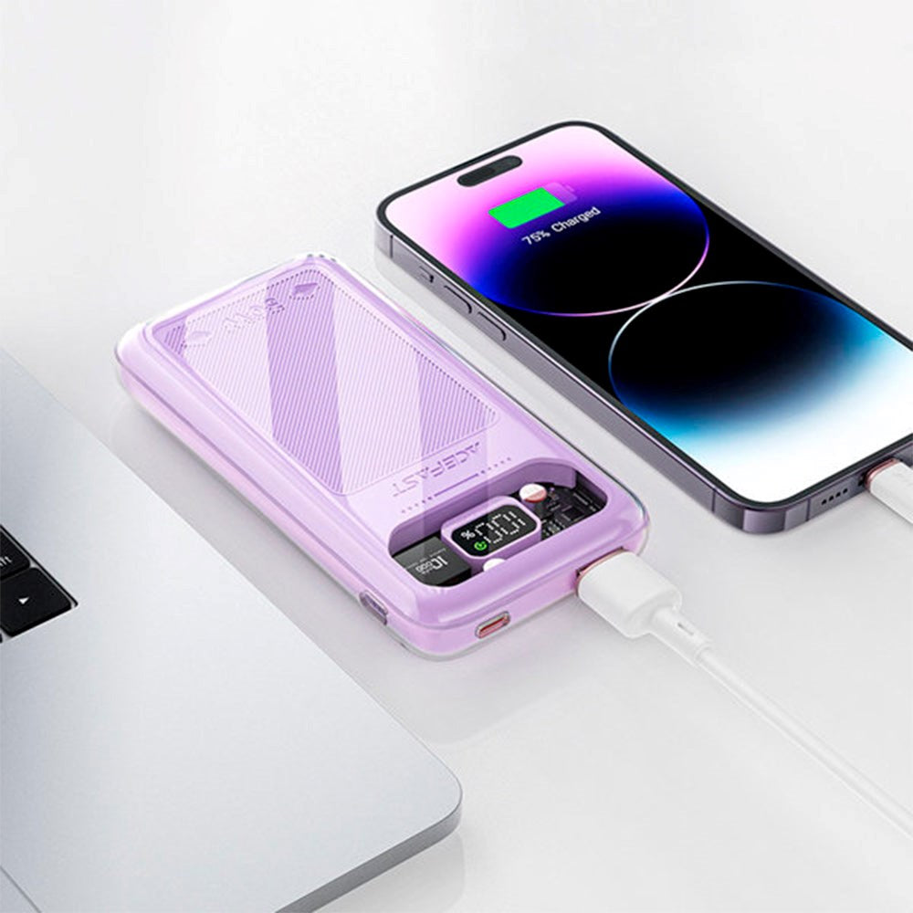 Acefast Sparkling Series Powerbank m. USB-A & USB-C 30W - 10.000 mAh - Grøn