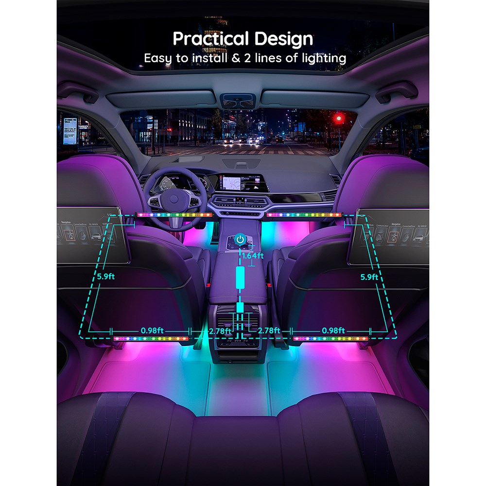 Govee RGBIC Interiør Billys - 4 x 30 cm - Svart