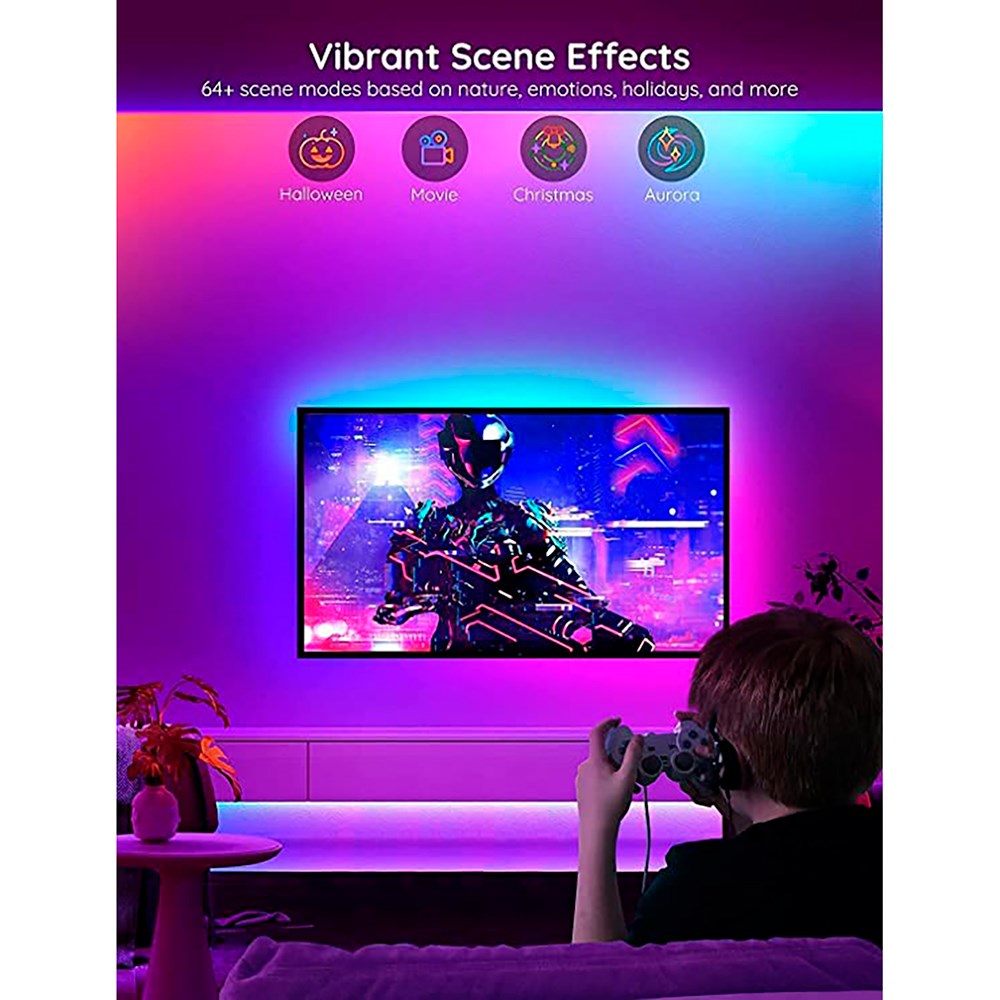 Govee Basic Wi-Fi + Bluetooth RGBIC LED Strip-lys - 10m - Hvit