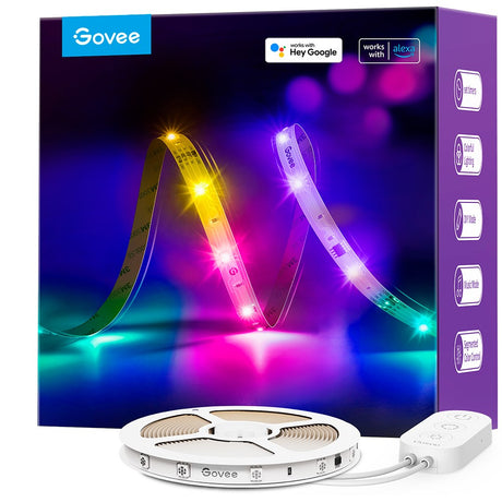 Govee Basic Wi-Fi + Bluetooth RGBIC LED Strip-lys - 10m - Hvit