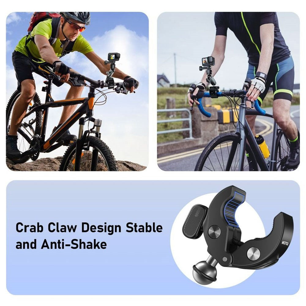 TELESIN Action Kamera Krabbeklemme m. 2 x Roterbare Led - Sort / Grå