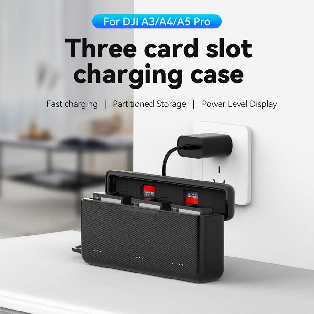TELESIN - Batteri Opladningscase - DJI Osmo Action 3 / 4 / 5 Pro - Sort