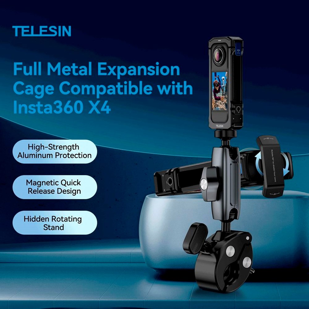 TELESIN - Metal Cage - Insta360 X4 - Sort