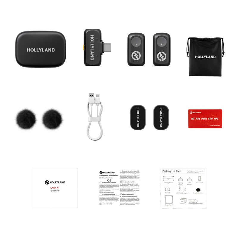 Hollyland LARK A1 Trådløs Mikrofon Sæt m. 1 x USB-C RX - Sort