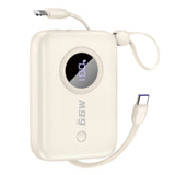 Dudao PowerBank m. Indbygget USB-C Kabel & Lightning Kabel - 10.000 mAh - Beige