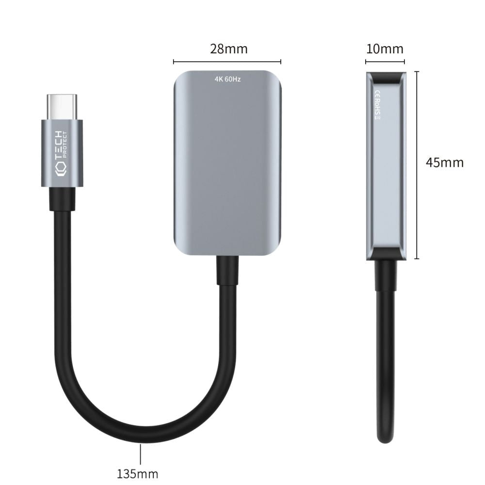 Ultraboost Tech-Protect USB-C til HDMI-adapter - svart