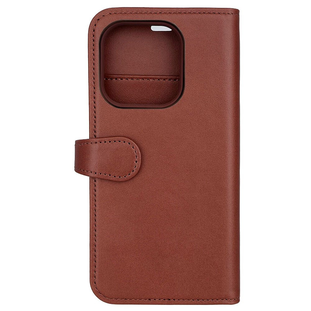 iPhone 15 Pro Buffalo 2-in-1 Wallet Ægte Læder Magnet Flip Cover m. Pung - Brun