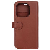 iPhone 15 Pro Buffalo 2-in-1 Wallet Ægte Læder Magnet Flip Cover m. Pung - Brun