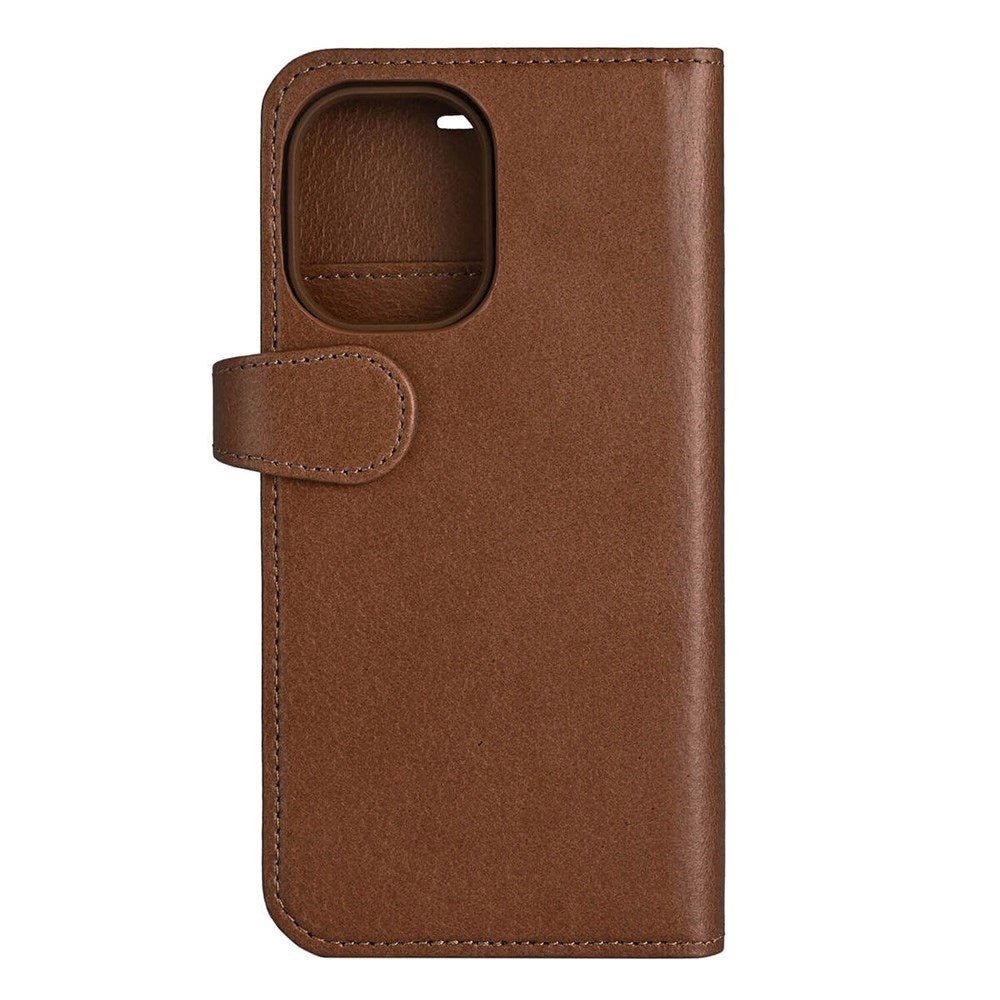 iPhone 16 Buffalo 2-in-1 Wallet Ægte Læder Magnet Flip Cover m. Pung - MagSafe Kompatibel - Brun