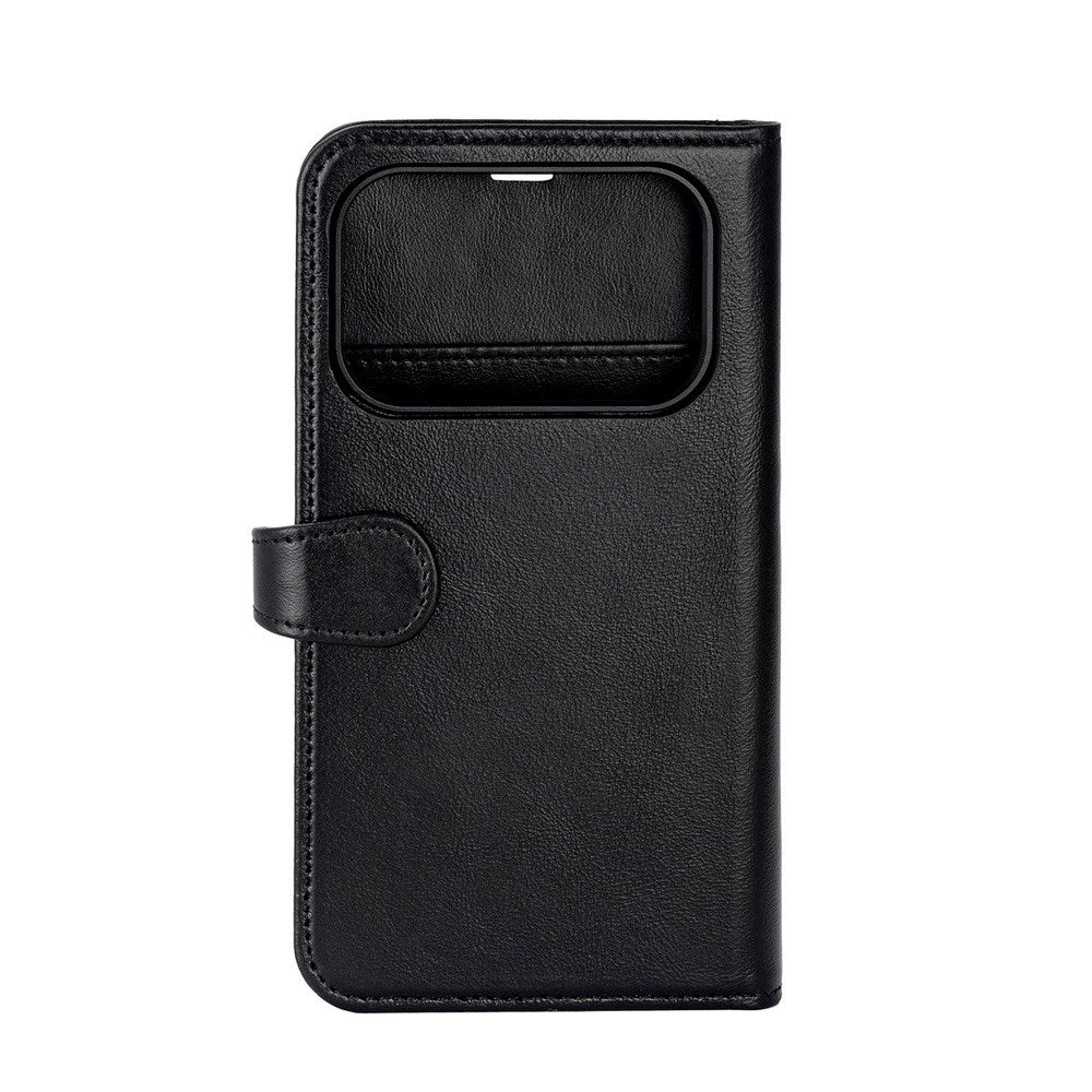 Buffalo iPhone 17 Pro Ægte Læder Flip Cover - Sort