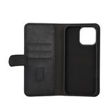 iPhone 16 Pro Max GEAR Leather Flip Cover 2-i-1 w. Lommebok 3 kort - MagSafe-kompatibel - Svart