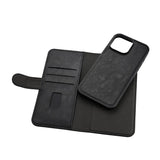 iPhone 16 Pro Max GEAR Leather Flip Cover 2-i-1 w. Lommebok 3 kort - MagSafe-kompatibel - Svart