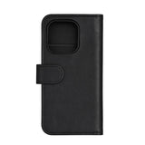 iPhone 16 Pro GEAR Leather Flip Cover 2-i-1 w. Lommebok 3 kort - MagSafe-kompatibel - Svart
