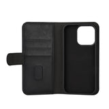 iPhone 16 Pro GEAR Leather Flip Cover 2-i-1 w. Lommebok 3 kort - MagSafe-kompatibel - Svart