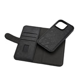 iPhone 16 Pro GEAR Leather Flip Cover 2-i-1 w. Lommebok 3 kort - MagSafe-kompatibel - Svart
