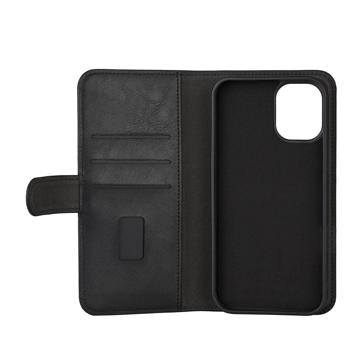 iPhone 16 Plus GEAR Leather Flip Cover 2-i-1 w. Lommebok 3 kort - MagSafe-kompatibel - Svart